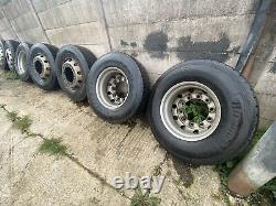 12x Alcoa Alloy Aluminium Wheels Rims Complete with Tyres 22.5 By 8.25 10 Stud