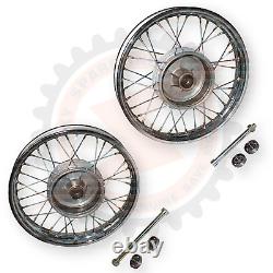 16 Complete Wheel Rim Set Compatible With Jawa 250 350 With Axle And Bearing