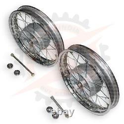 16 Complete Wheel Rim Set Compatible With Jawa 250 350 With Axle And Bearing