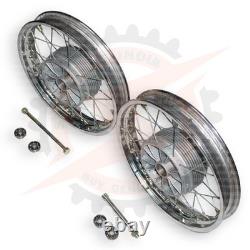 16 Complete Wheel Rim Set Compatible With Jawa 250 350 With Axle And Bearing