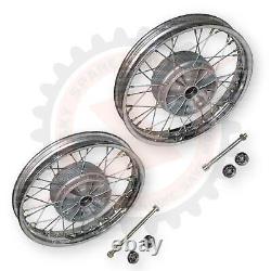 16 Complete Wheel Rim Set Compatible With Jawa 250 350 With Axle And Bearing