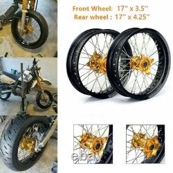 17 Supermoto Complete Wheels Rims Hubs For Suzuki RM-Z 250 07-22 RMZ450 05-22