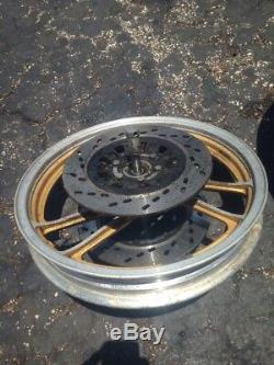 1985 Suzuki Gs550 Front Rear Gold Wheel Rims Set Complete Gs 550e Oem Enkei