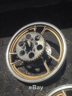 1985 Suzuki Gs550 Front Rear Gold Wheel Rims Set Complete Gs 550e Oem Enkei