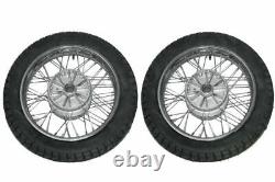 2 Complete Front & Rear 16 36 Holes Wheel Rim + Tyre Tube For Jawa Bikes