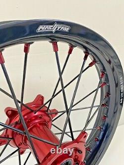 2004-2017 Honda Motocross Wheels Rims Black Red Complete 18/21 CRF250X CRF450X