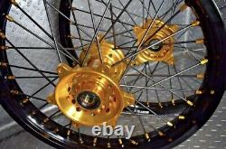 2007-2022 RMZ250 RMZ450 Suzuki Motocross Wheels Rims Black Gold Complete 19/21