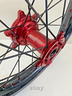 2014-2021 Honda Motocross Wheels Rims Black Red Complete 18/21 CRF250 CRF450 CRF
