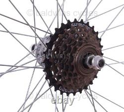 700c PAIR Hybrid Bike Silver Alloy Wheels + 6 Speed Shimano Freewheel