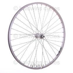 700c PAIR Hybrid Bike Silver Alloy Wheels + 6 Speed Shimano Freewheel