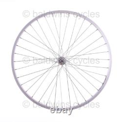 700c PAIR Hybrid Bike Silver Alloy Wheels + 6 Speed Shimano Freewheel