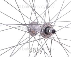 700c PAIR Hybrid Bike Silver Alloy Wheels + 6 Speed Shimano Freewheel