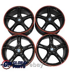 BMW F30 F31 F32 Complete Set 4x Black Wheel Rim 20 Red Strip Double Spoke 361