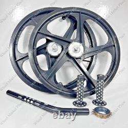 BMX BICYLE 20 Sport Rim BLACK Complete Wheelset + seat post + Sprocket 16T