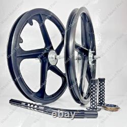 BMX BICYLE 20 Sport Rim BLACK Complete Wheelset + seat post + Sprocket 16T