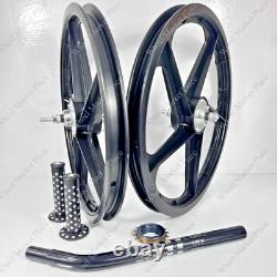 BMX BICYLE 20 Sport Rim BLACK Complete Wheelset + seat post + Sprocket 16T