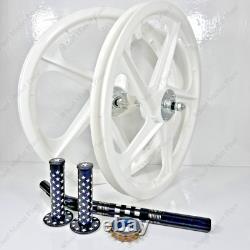 BMX BICYLE 20 Sport Rim WHITE Complete Wheelset + seat post + Sprocket 16T