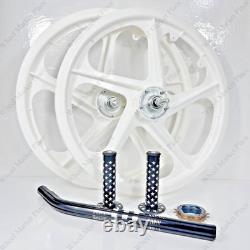 BMX BICYLE 20 Sport Rim WHITE Complete Wheelset + seat post + Sprocket 16T