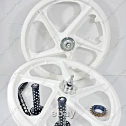 BMX BICYLE 20 Sport Rim WHITE Complete Wheelset + seat post + Sprocket 16T