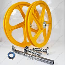 BMX BICYLE 20 Sport Rim YELLOW Complete Wheelset + seat post + Sprocket 16T