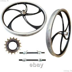 BMX Bicycle 20 ALLOY Rim Complete 5 SPOKE BLACK Wheelset-Hub SeT-Freewheel 16T