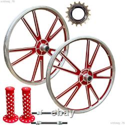 BMX Bicycle 20 ALLOY Sport Rim RED Complete Wheelset Hub Set-Freewheel 16T