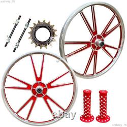 BMX Bicycle 20 ALLOY Sport Rim RED Complete Wheelset Hub Set-Freewheel 16T
