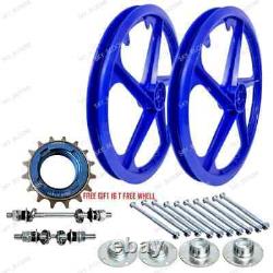 BMX Bicycle 20 PVC Sport Rim (BLUE) Complete Wheelset Hub Set FREE SHIPPING