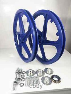 BMX Bicycle 20 PVC Sport Rim (BLUE) Complete Wheelset Hub Set FREE SHIPPING