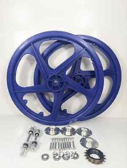 BMX Bicycle 20 PVC Sport Rim (BLUE) Complete Wheelset Hub Set FREE SHIPPING