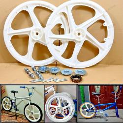 BMX Bicycle 20 PVC Sport Rim (WHITE) Complete Wheelset Hub Set DHL EXPRESS