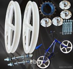 BMX Bicycle 20 PVC Sport Rim (WHITE)Complete Wheelset Hub Set FREE SHIPPING