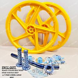 BMX Bicyle 20 PVC Sport Rim Complete (Yellow) Wheelset Hub Set Free Shipping