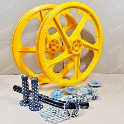 BMX Bicyle 20 PVC Sport Rim Complete (Yellow) Wheelset Hub Set Free Shipping