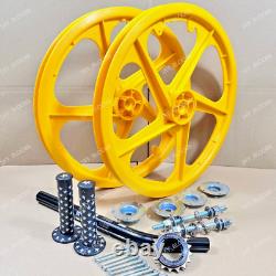 BMX Bicyle 20 PVC Sport Rim Complete (Yellow) Wheelset Hub Set Free Shipping