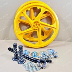 BMX Bicyle 20 PVC Sport Rim Complete (Yellow) Wheelset Hub Set Free Shipping