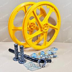 BMX Bicyle 20 PVC Sport Rim Complete (Yellow) Wheelset Hub Set Free Shipping