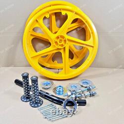 BMX Bicyle 20 PVC Sport Rim Complete (Yellow) Wheelset Hub Set Free Shipping