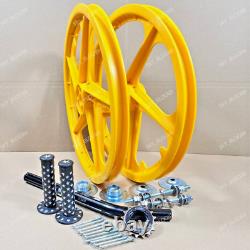 BMX Bicyle 20 PVC Sport Rim Complete (Yellow) Wheelset Hub Set Free Shipping