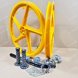 BMX Bicyle 20 PVC Sport Rim Complete (Yellow) Wheelset Hub Set Free Shipping