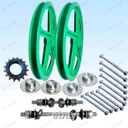 BMX Bicyle 20PVC Sport Rim Green Complete Wheelset Hub Set FREE SHIPPING