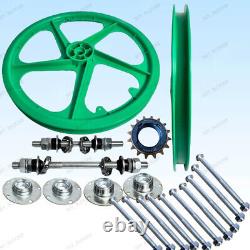 BMX Bicyle 20PVC Sport Rim Green Complete Wheelset Hub Set FREE SHIPPING