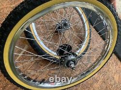 Bmx old school complete wheels GT super lace black hub Araya rims