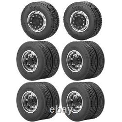CNC Front Rear Wheel Rims Hub & Tire Complete Kit For 114 Tamiya Truck 6×6