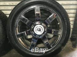 Cadillac Escalade Oem Front Rear Set Rim Wheel And Tire Chrome 22 Inch 22 07-14