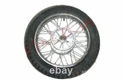 Complete Chrome 16 Inch 36 Holes Wheel Rim With Tyre Tube For Jawa Bikes