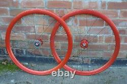 Deep Section Red 32h Track Wheels, Dt Spokes, Flip Flop