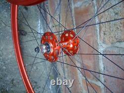 Deep Section Red 32h Track Wheels, Dt Spokes, Flip Flop