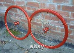 Deep Section Red 32h Track Wheels, Dt Spokes, Flip Flop