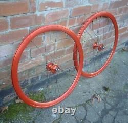 Deep Section Red 32h Track Wheels, Dt Spokes, Flip Flop